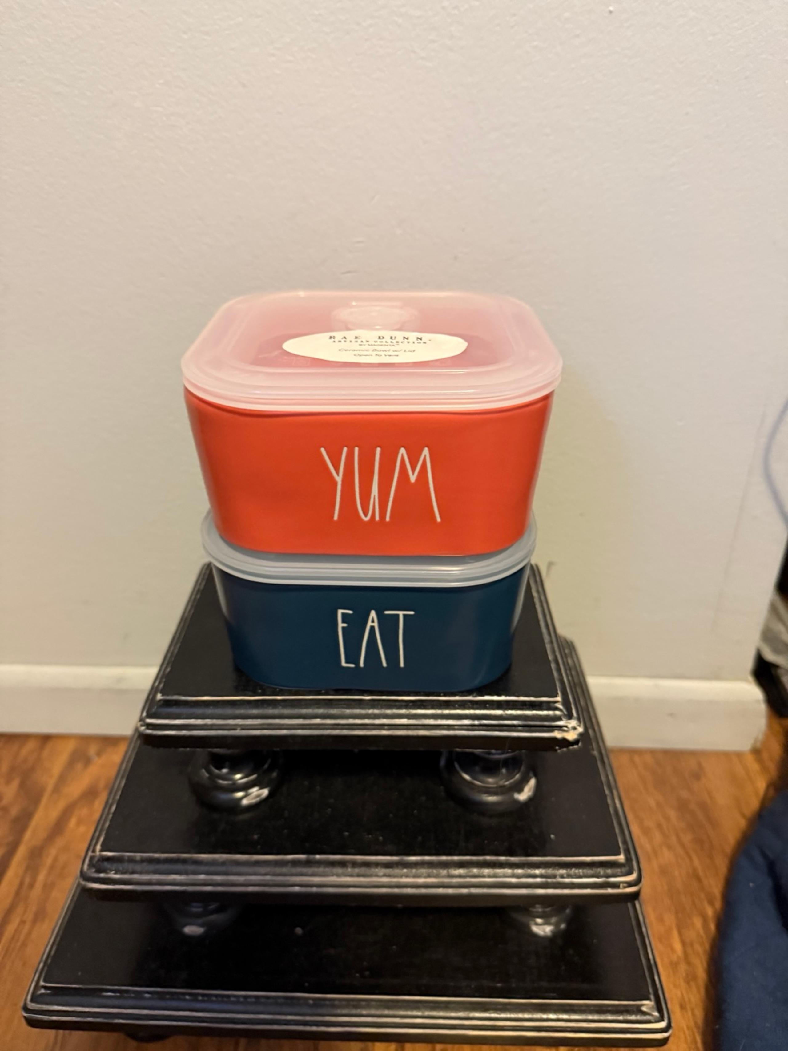 Rae Dunn YUM EAT Food Container Set~ Orange/Navy