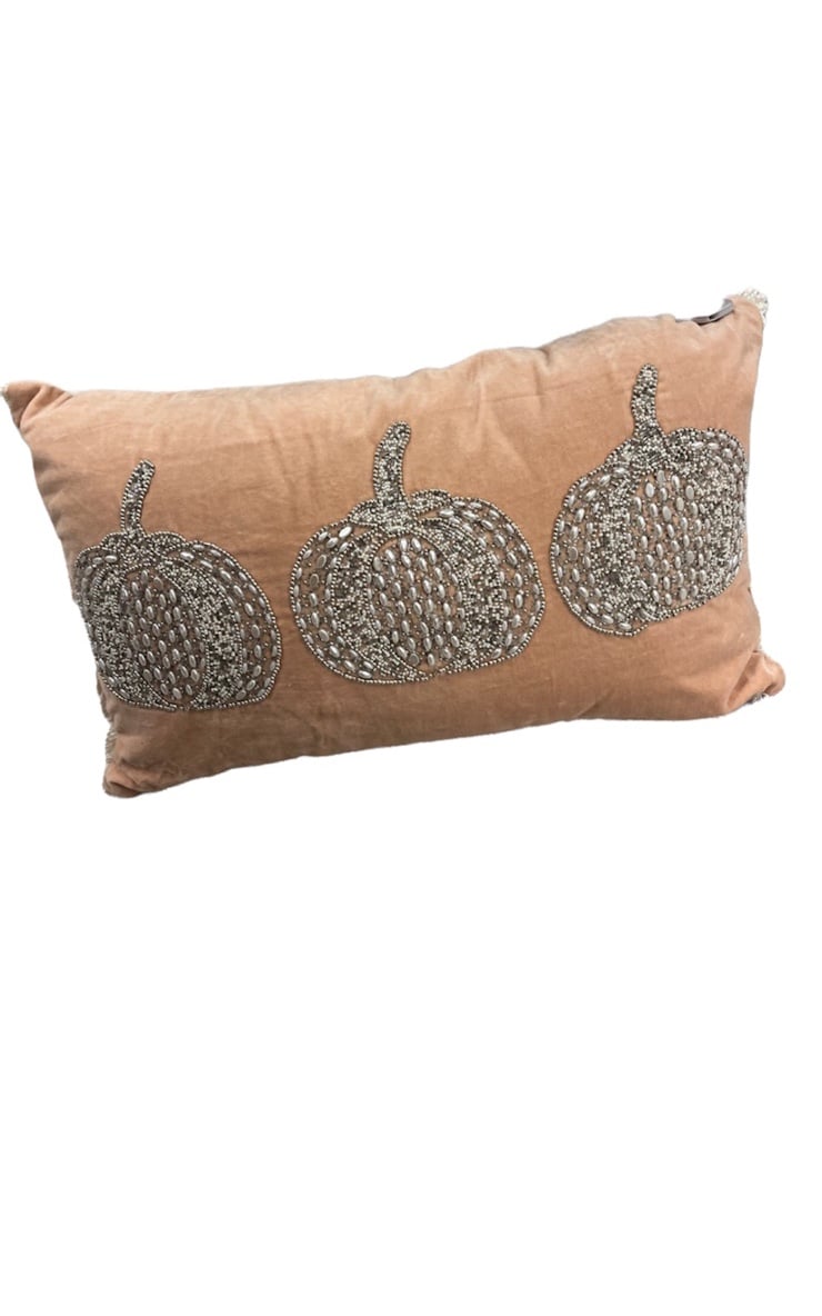 Thanksgiving Fall Autumn Pumpkin Embroider & Beading Pillow