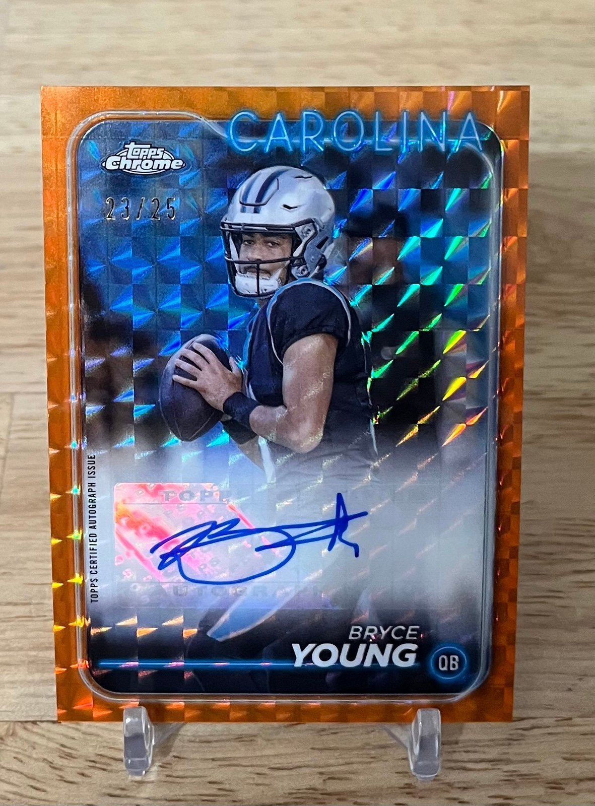 2024 Topps Chrome Bryce Young Orange Geometric 23/25 Auto Carolina Panthers