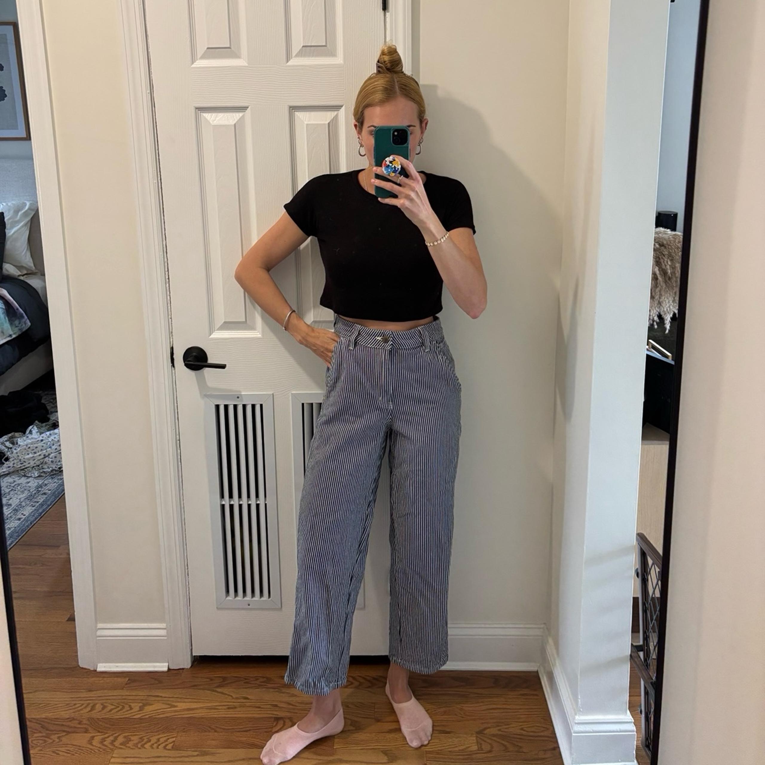 Dickies high waisted striped carpenter pants/ jeans
