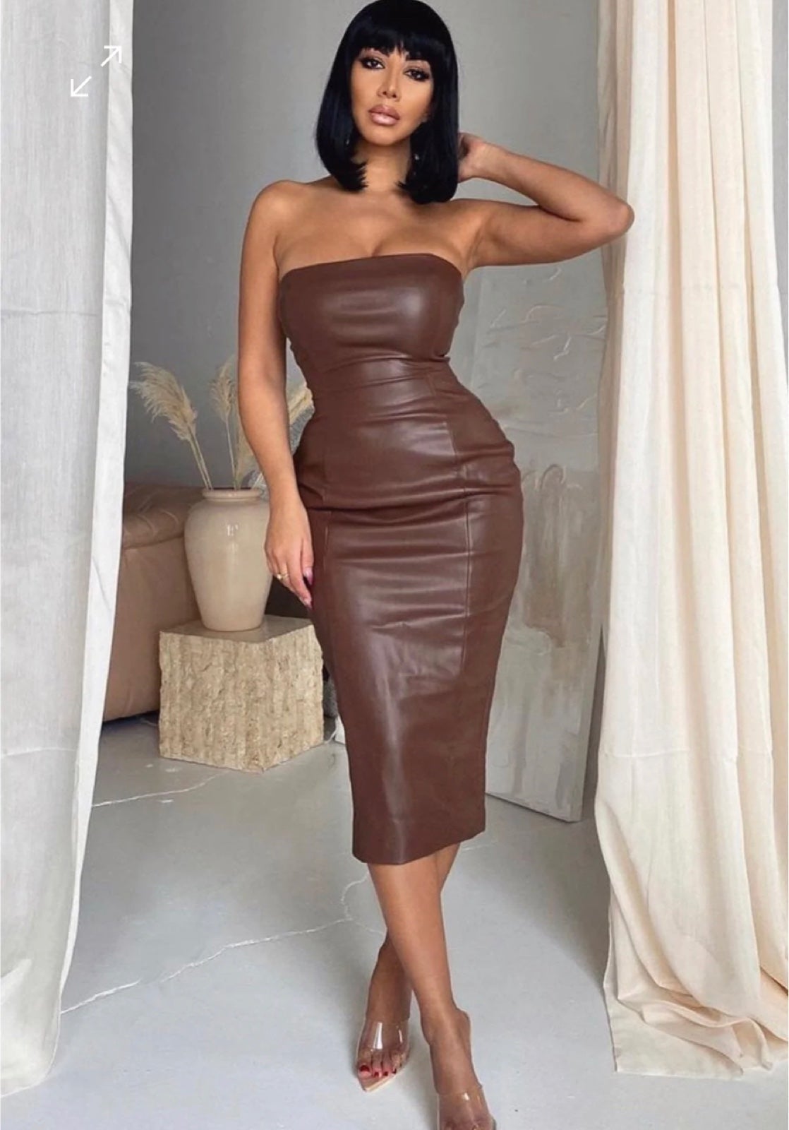 7 for all mankind leather chocolate croc dress
