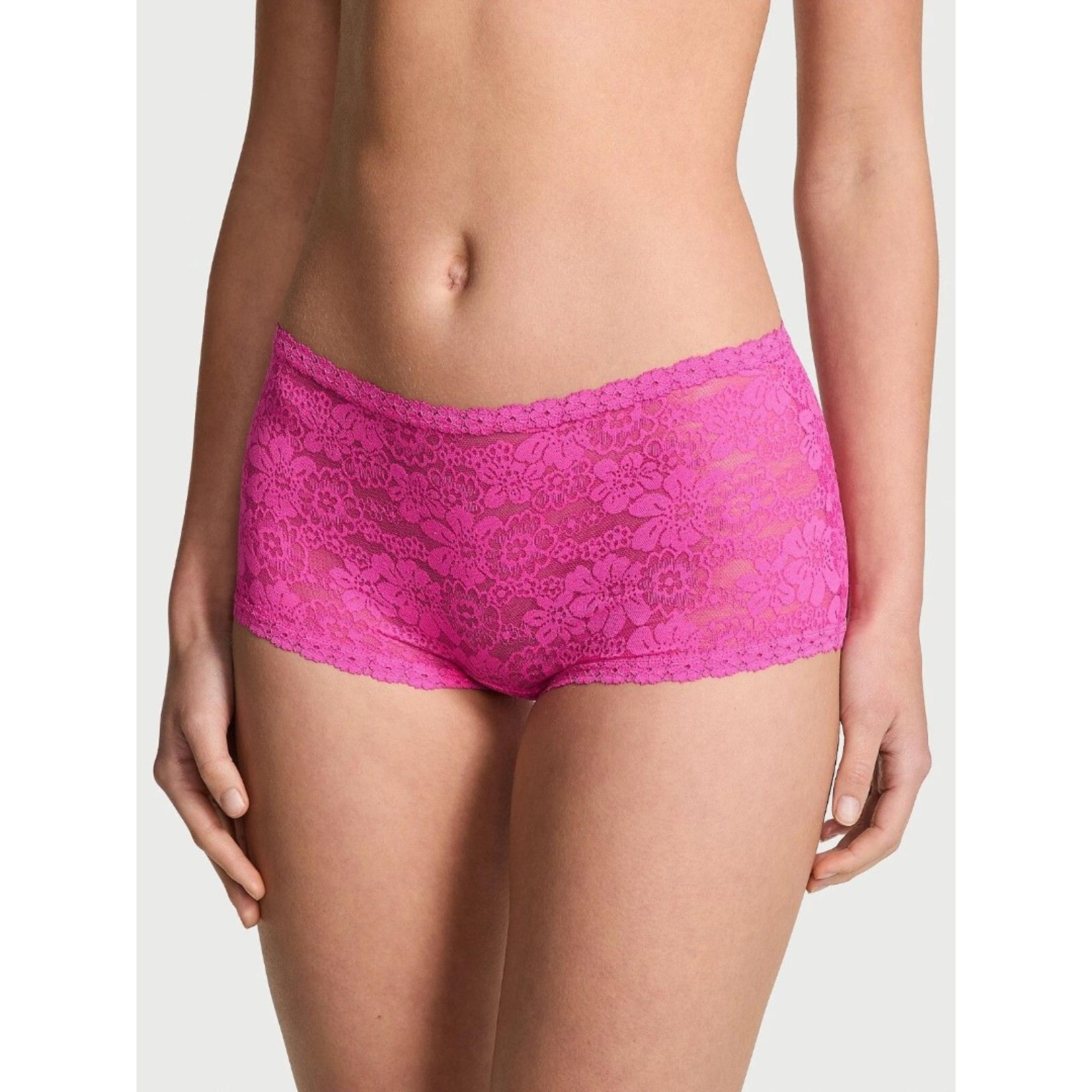 NWT Victoria's Secret Lace Wink Boyshort Panty in Grape Taffy Purple Size XL