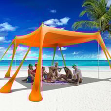 Beach Canopy Beach Tent Pop Up Shade 10x10ft Sun Shelter UPF50+ with 8 Sandbags-