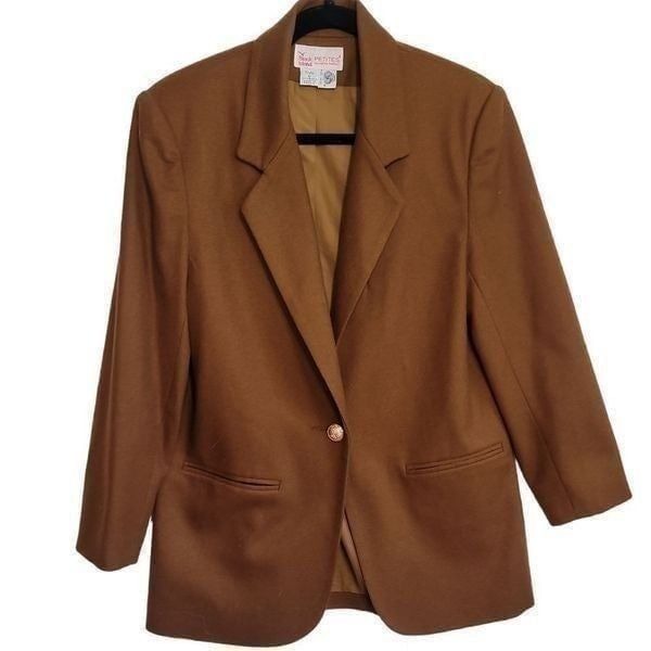 Black Island petites wool tan blazer women's sz 7 vintage