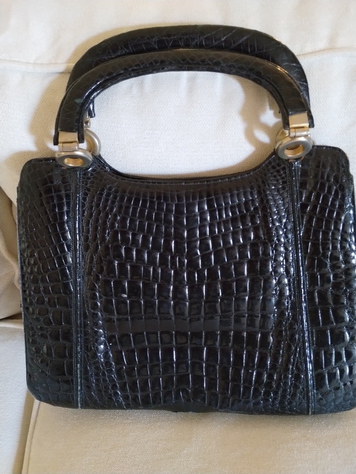Vintage Paris Crocodile bag centered Niche design. Squarish
