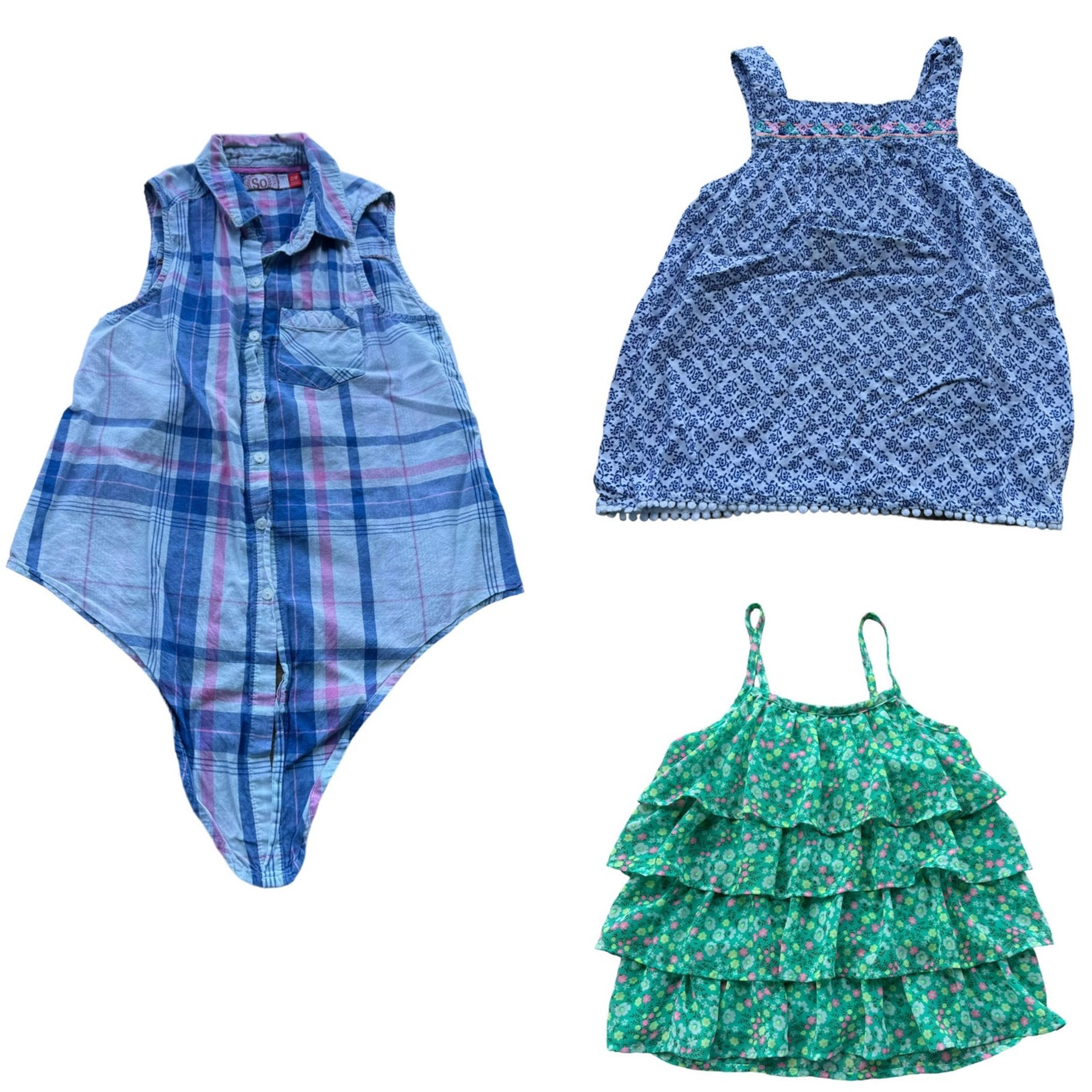 Carter's Cherokee SO Girls 3 Pieces Blue Green Sleeveless Ruffle Bundle Blouse 7