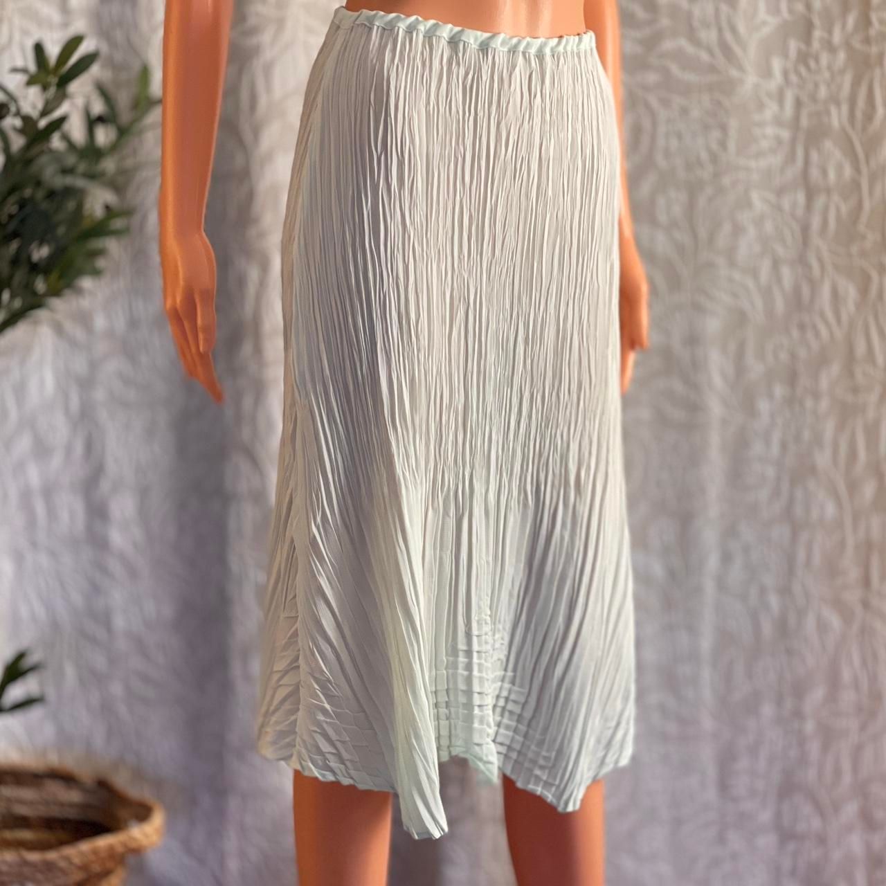 Vintage 90s Y2K Babette Sheer Light Blue Water Pleat Skirt Minimalist Size XS
