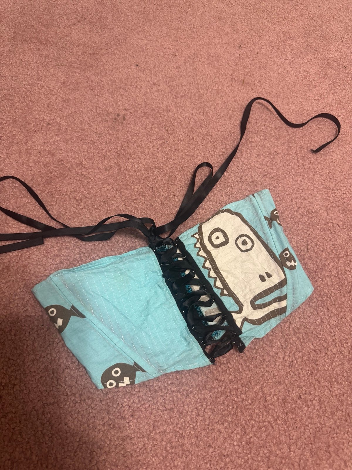 Small blue waist corset diy rave festival y2k vintage Japan emo top