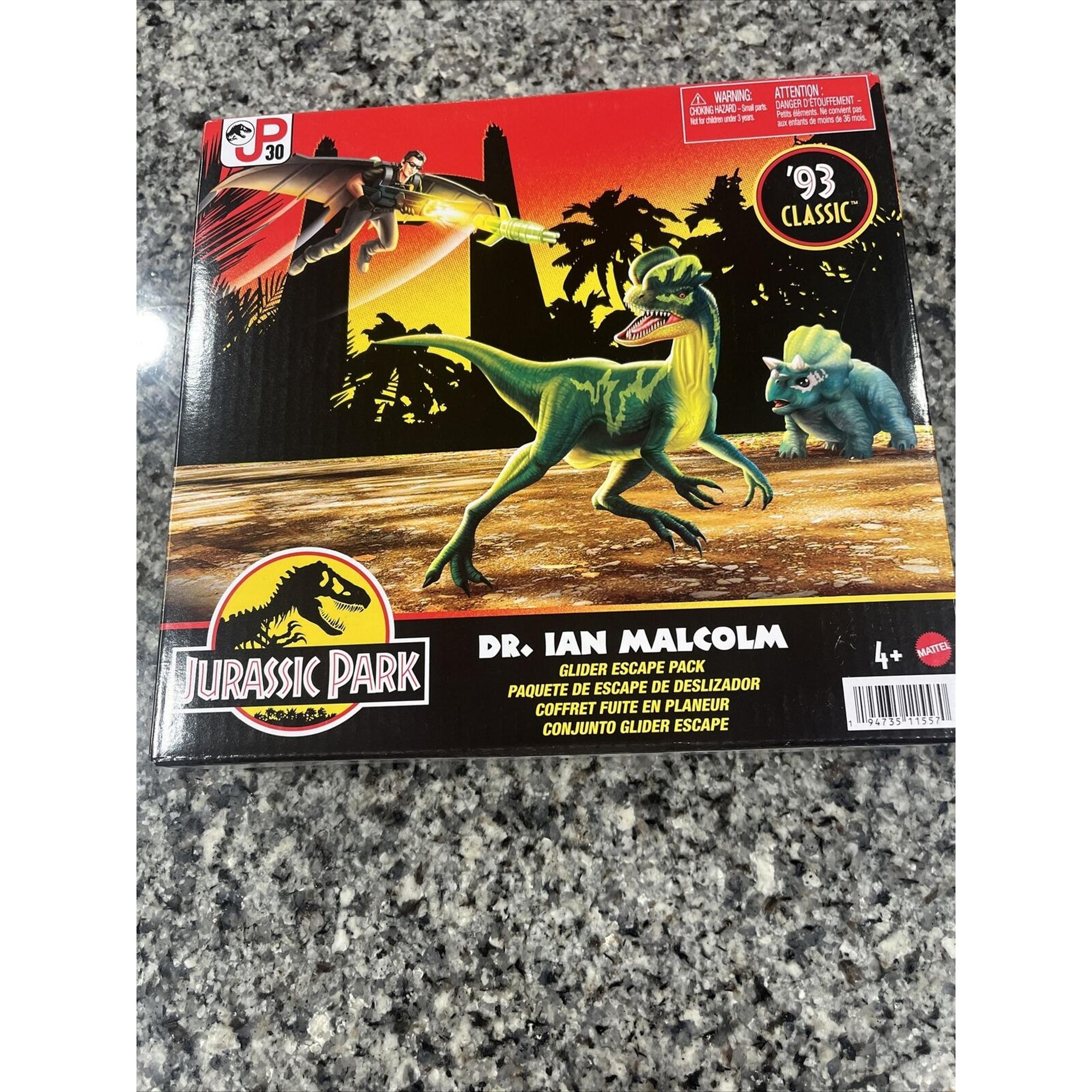 Jurassic Park Dr Ian Malcolm Glider Escape Pack JP30 '93 Classic 2022 Mattel NEW