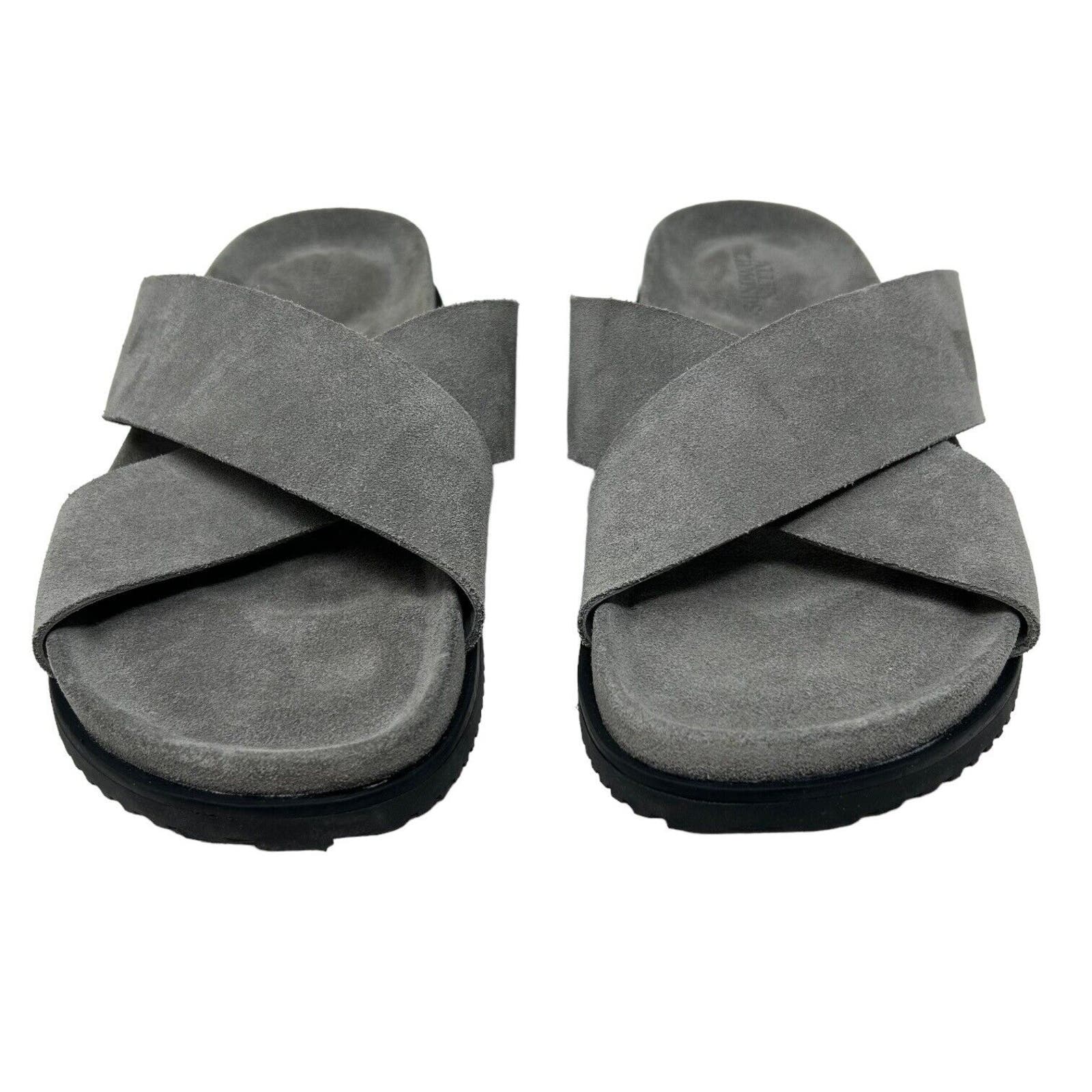Allen Edmonds Men's Del Mar leather sandals crisscross strap Storm Gray size 8