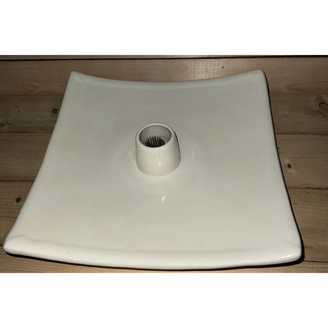 Pottery Ikebana Ware White Square Flat Vase Flower Server