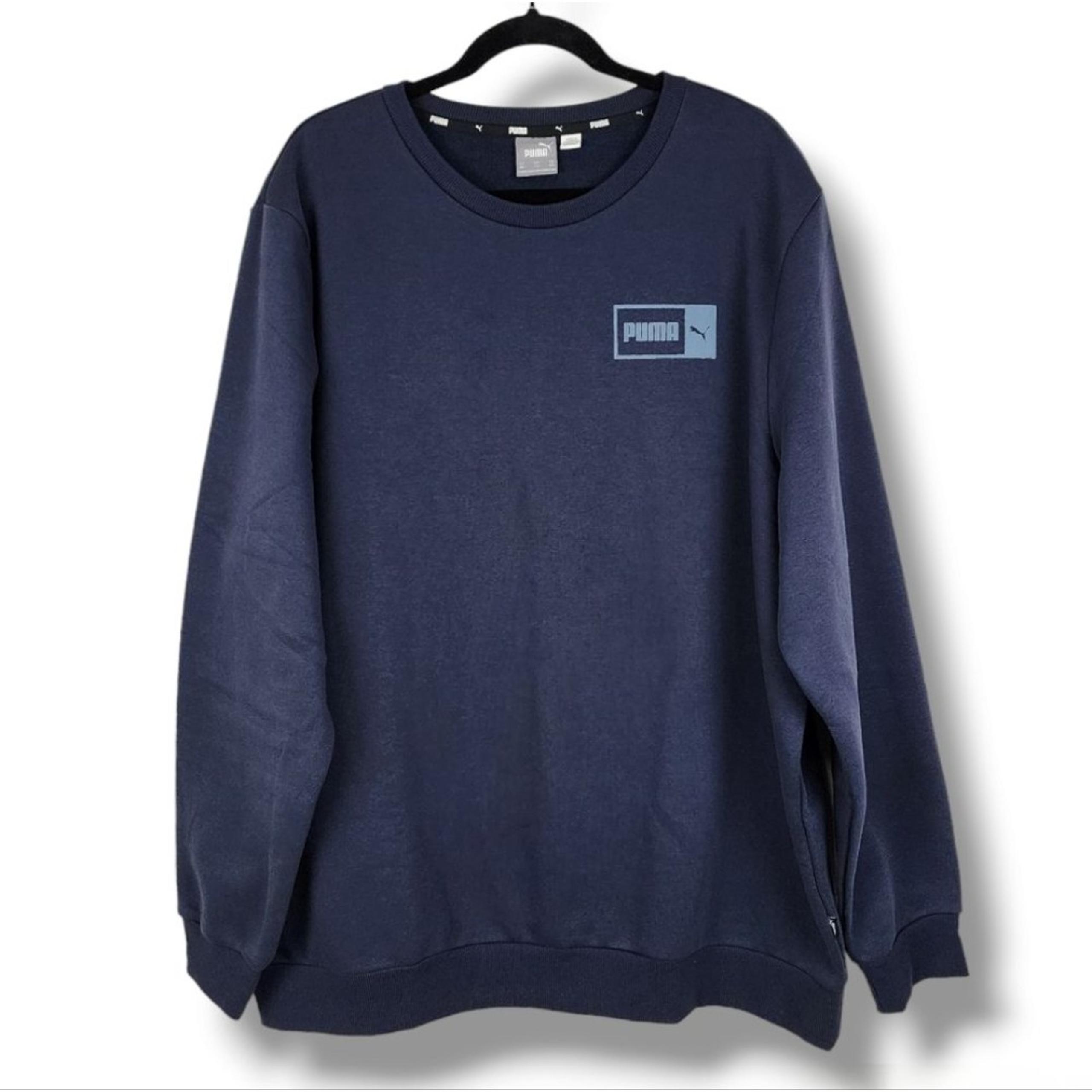 Puma Navy Sweatshirt Cotton Blend Pullover Top Men Size XXL