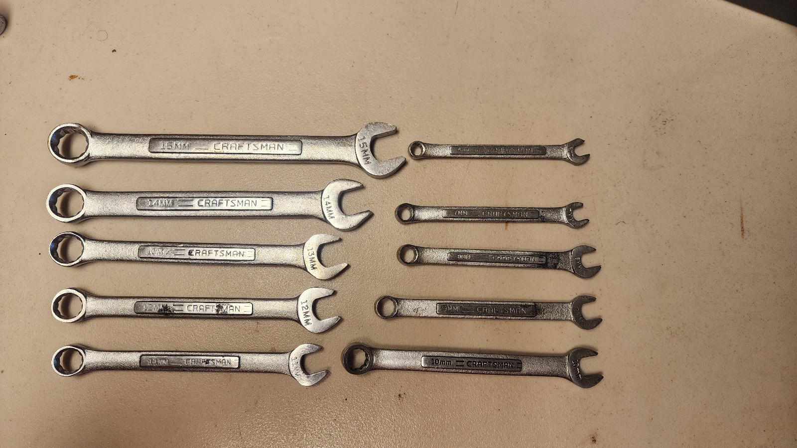 Craftsman VV series metric combo wrenches Forged in USA 10pcs