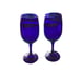 Cobalt Blue Wine Stemmed Glass Glasses Stemware Goblet Bar 7 7/8 Tall Lot of 5