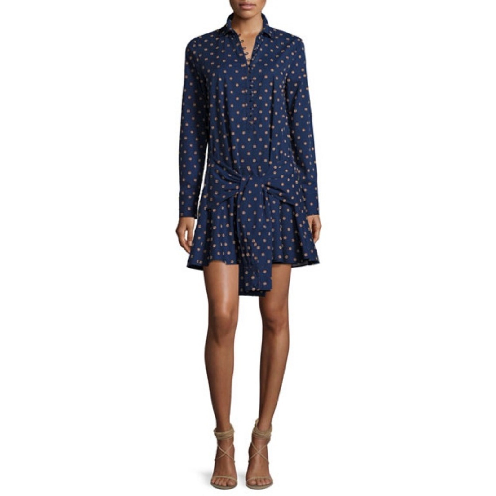 Derek Lam 10 Crosby Tie-Waist Shirtdress W Button Detail Size 8
