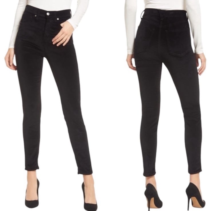 Veronica Beard Debbie High Rise Skinny in Black Velvet