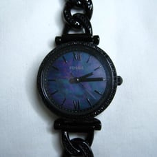FOSSIL Carlie Mini Three-Hand Black Stainless Steel Watch Rare ES4690