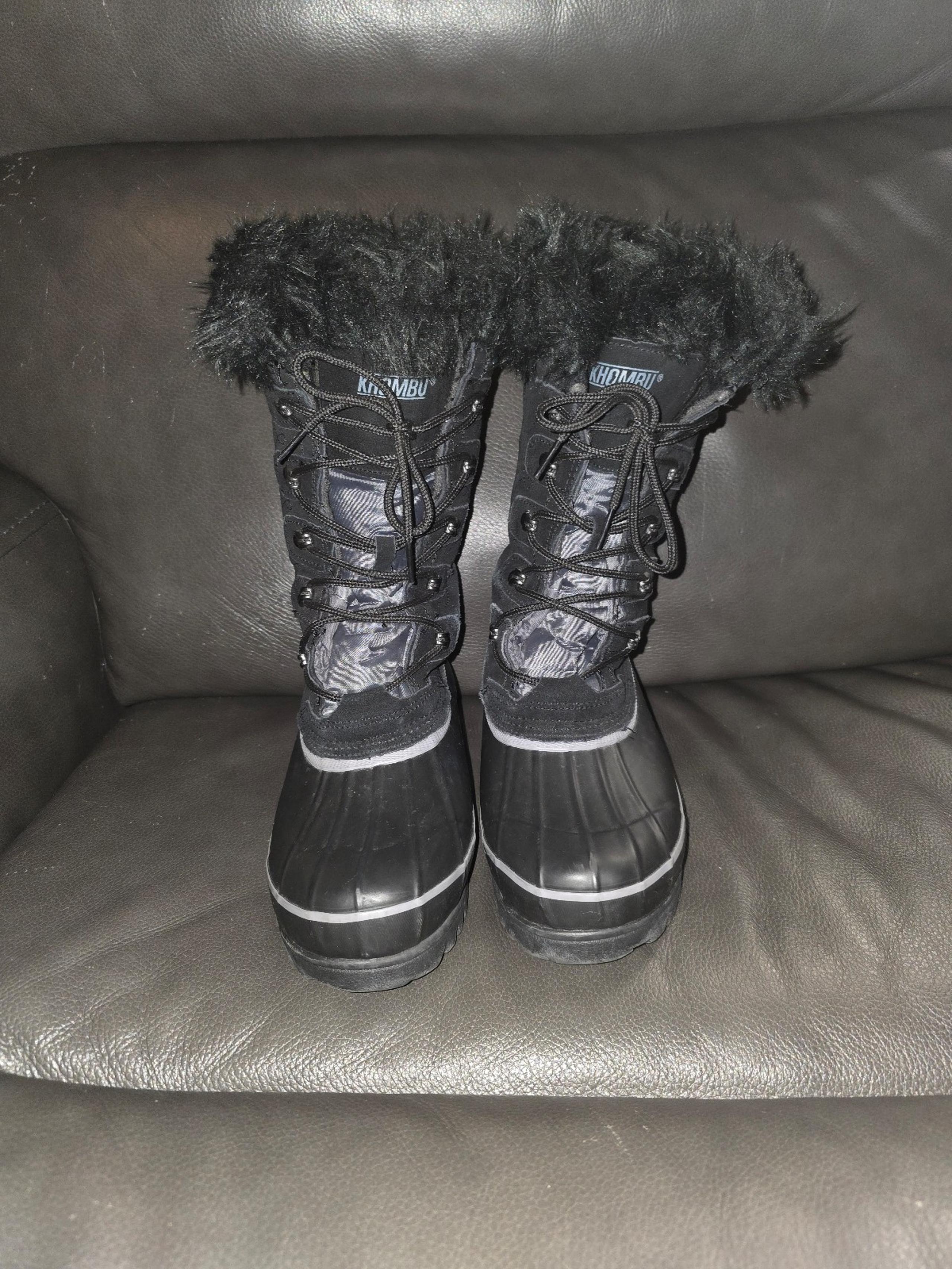 Khombu Nordic 2 Waterproof Leather Lace-up Faux Fur Boots Black Women's Size 8M