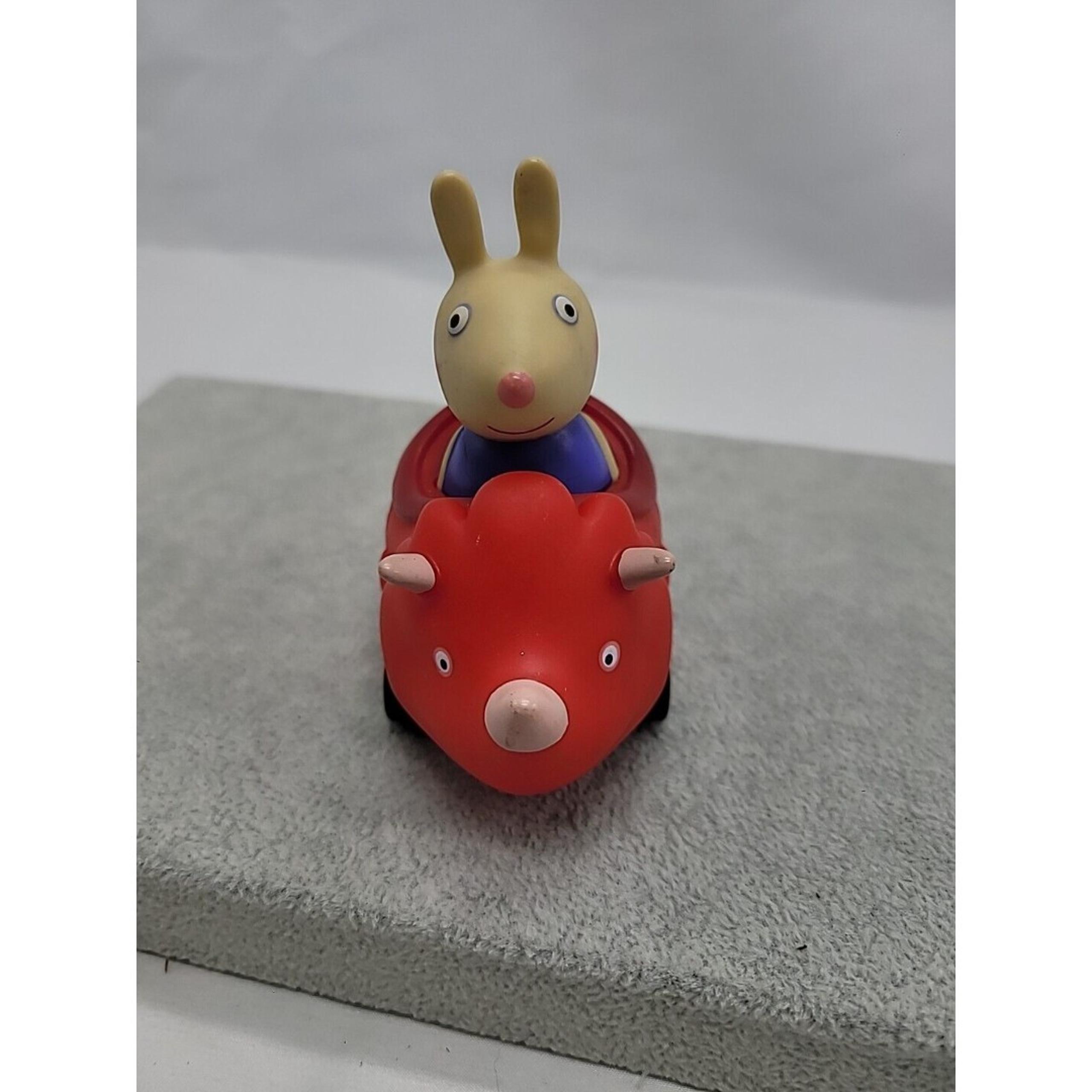 PEPPA PIG MINI 3.5" BUGGY RICHARD RABBIT w/ RED DINOSAUR TOY