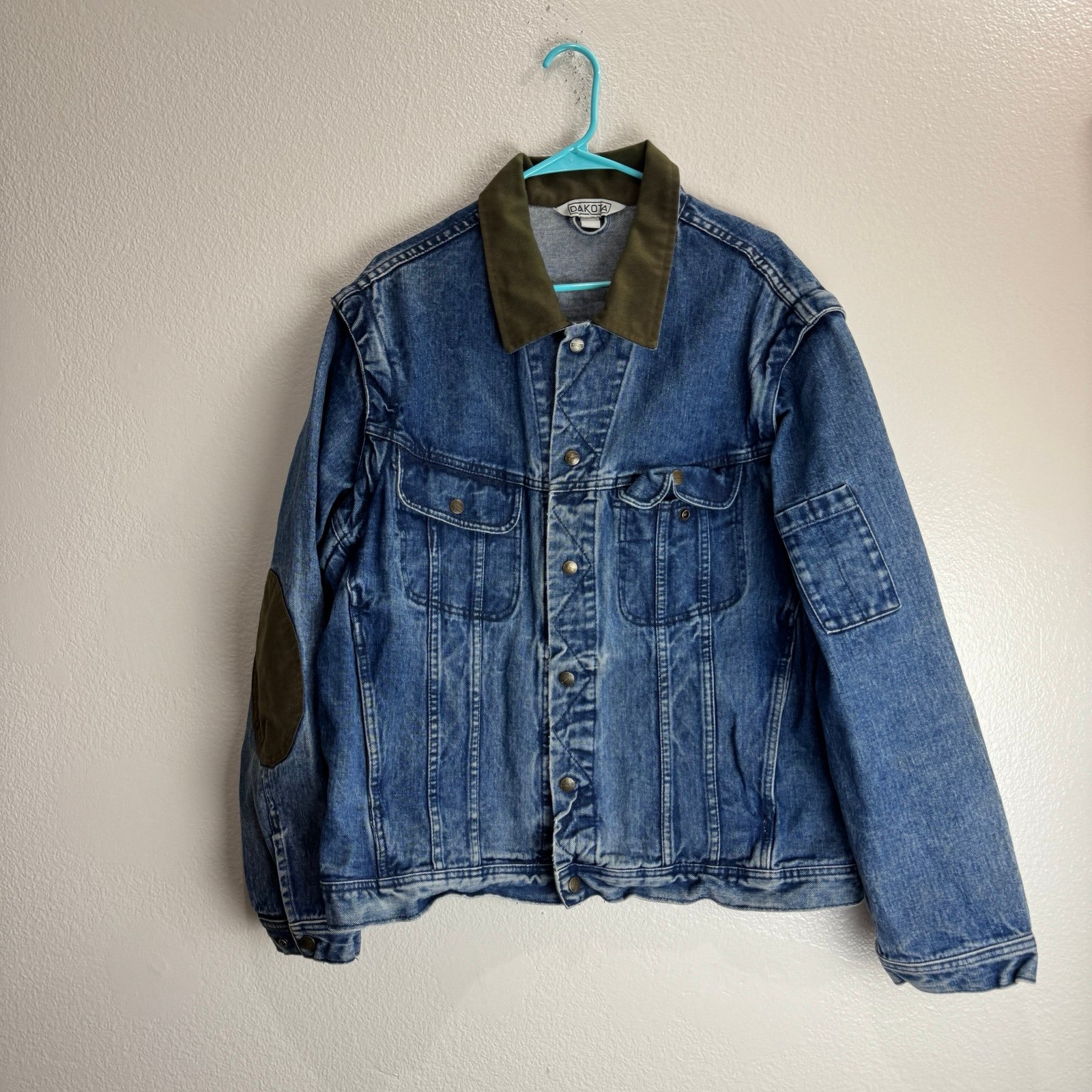 Dakota Vintage Denim Jacket Zip Off Sleeves Size XL