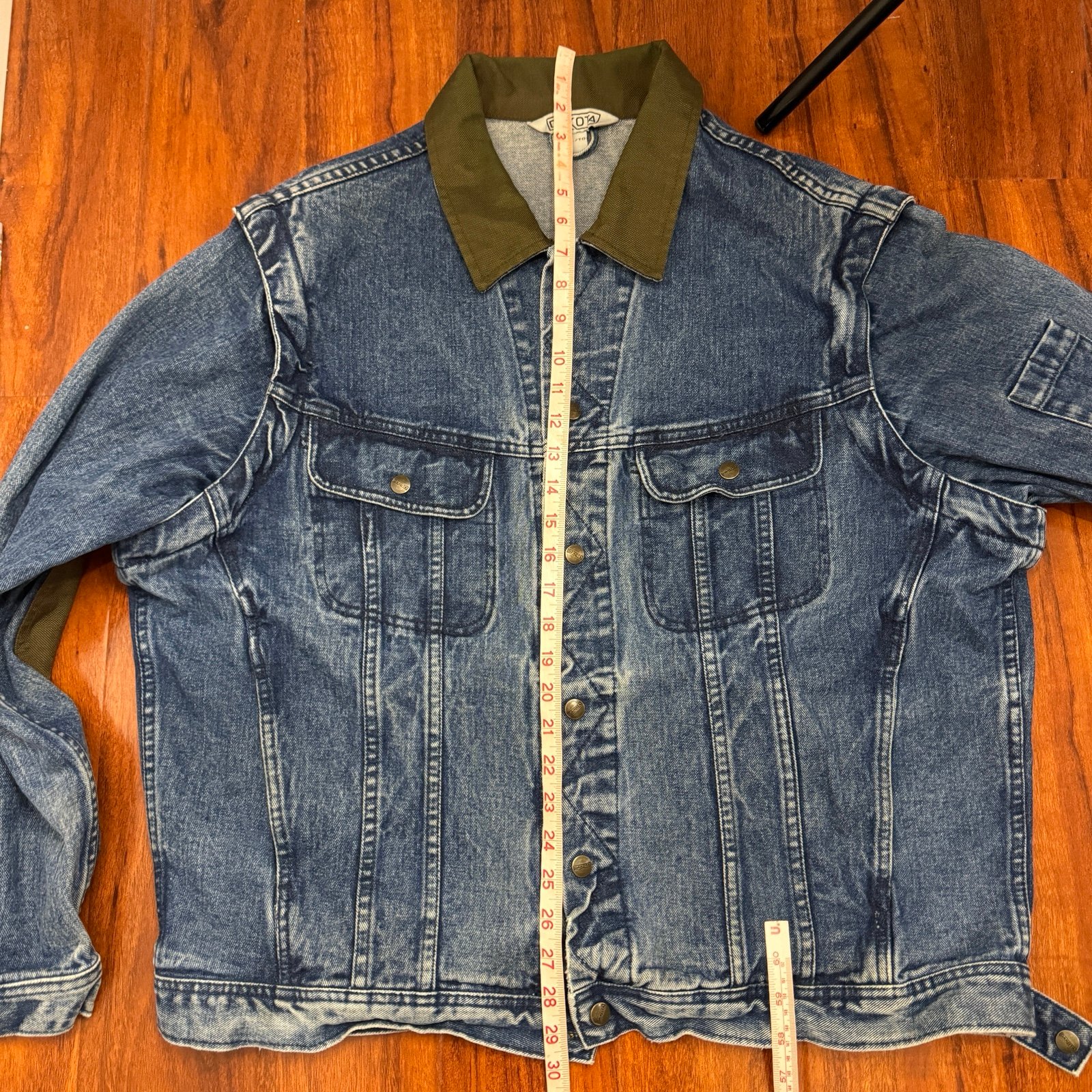 Dakota Vintage Denim Jacket Zip Off Sleeves Size XL