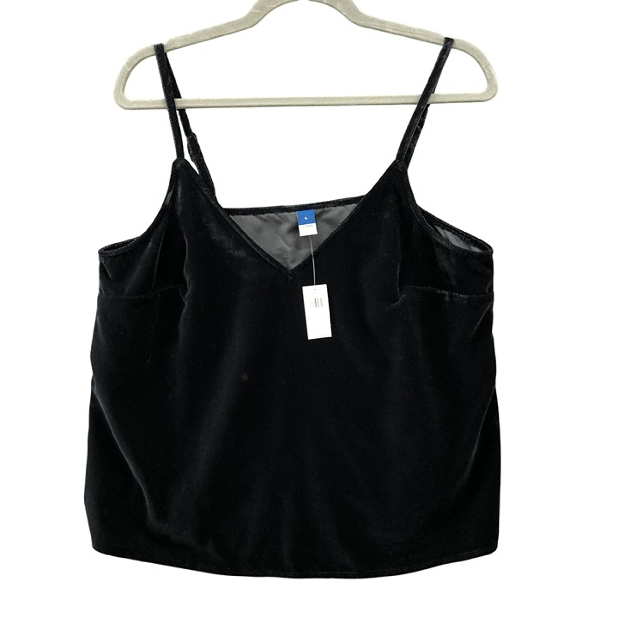 NWT Old Navy Velvet Cami Womens L Black V-Neck Tank Top Adjustable Strap