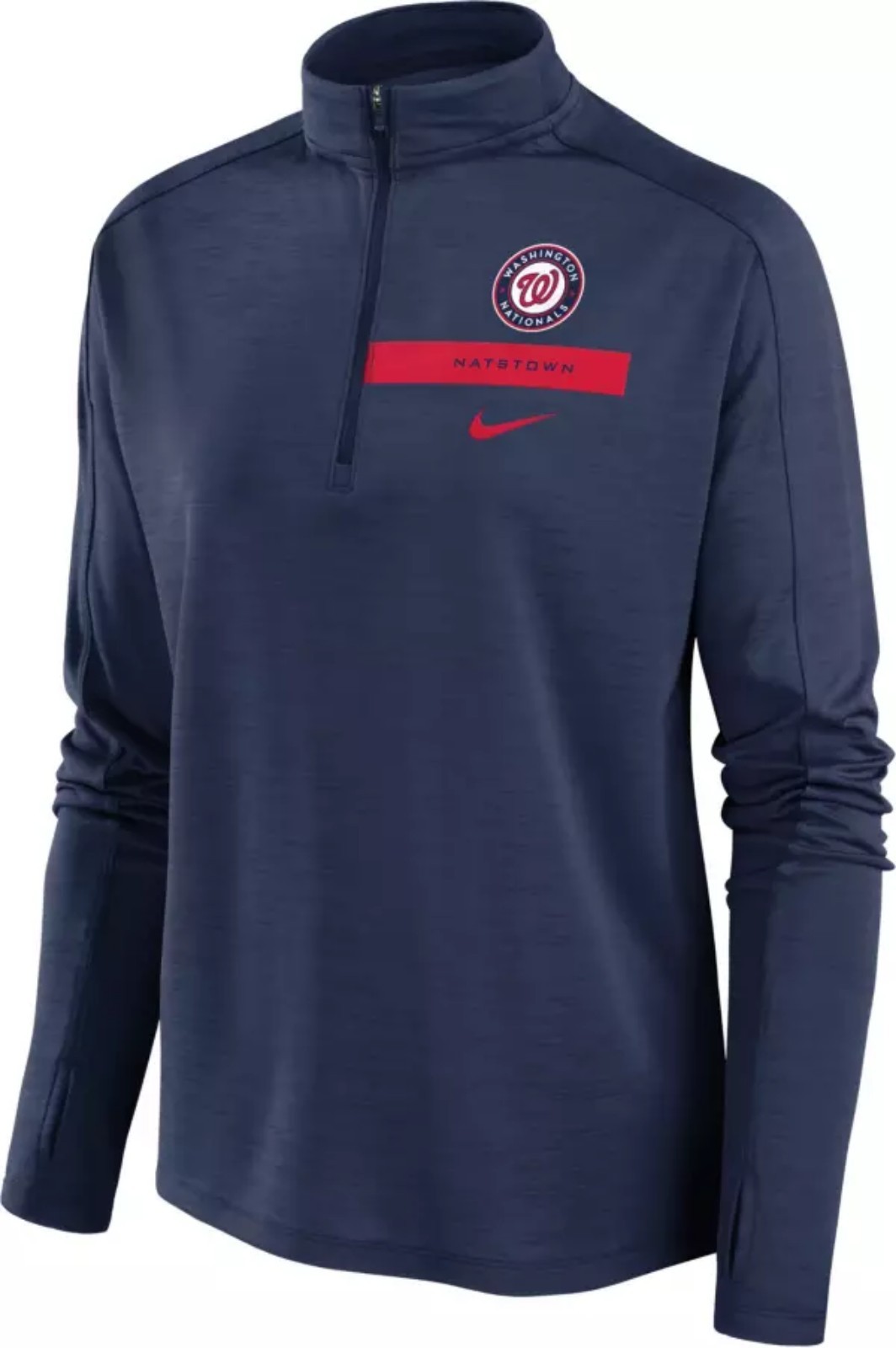 Women's Nike Washington Nationals Navy Local Pacer Long Sleeve Half Zip Size M