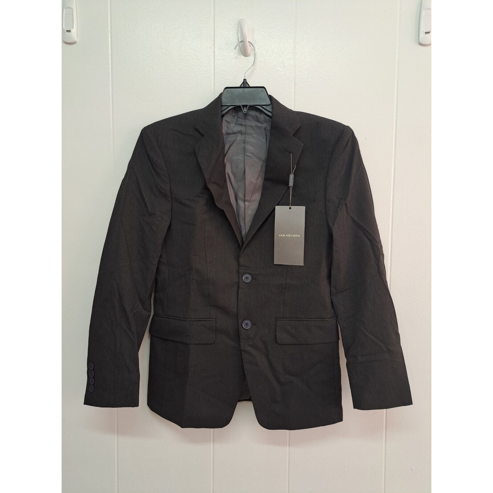 Van Heusen Men's Blazer Casual Coats Two Button Suit Jacket Charcoal Size 36S
