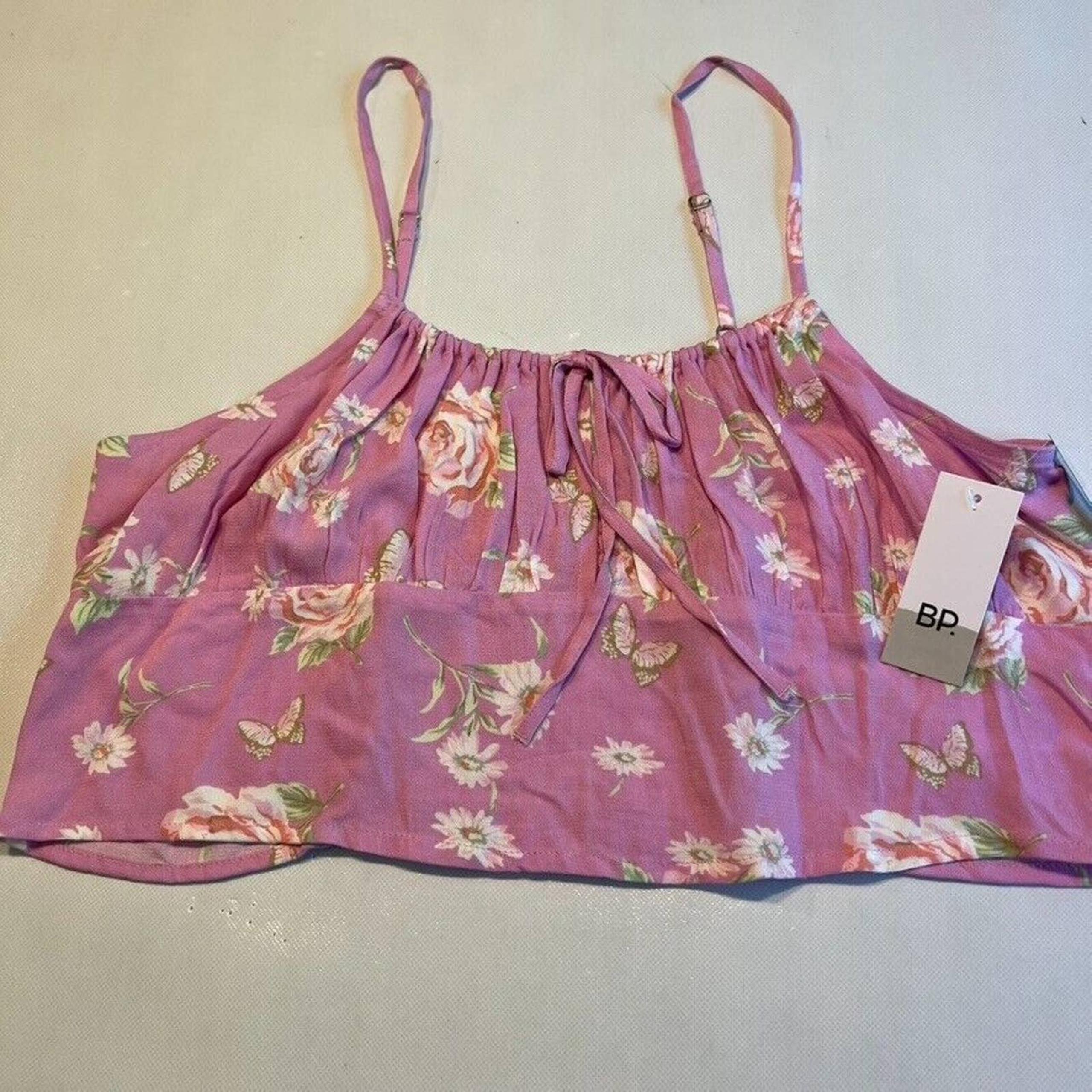 BP Womens Camisole Crop Top Purple Anna Size XL Floral Adjustable Strap