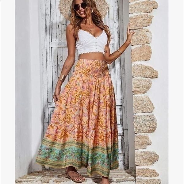 JUST IN Gorgeous Bohemian Printed Long Skirt