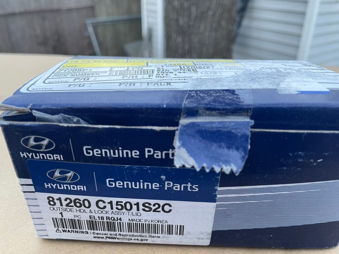 Brand New 2018 2019 Hyundai Sonata Outside HDL & Lock Assembly Trunk Lid