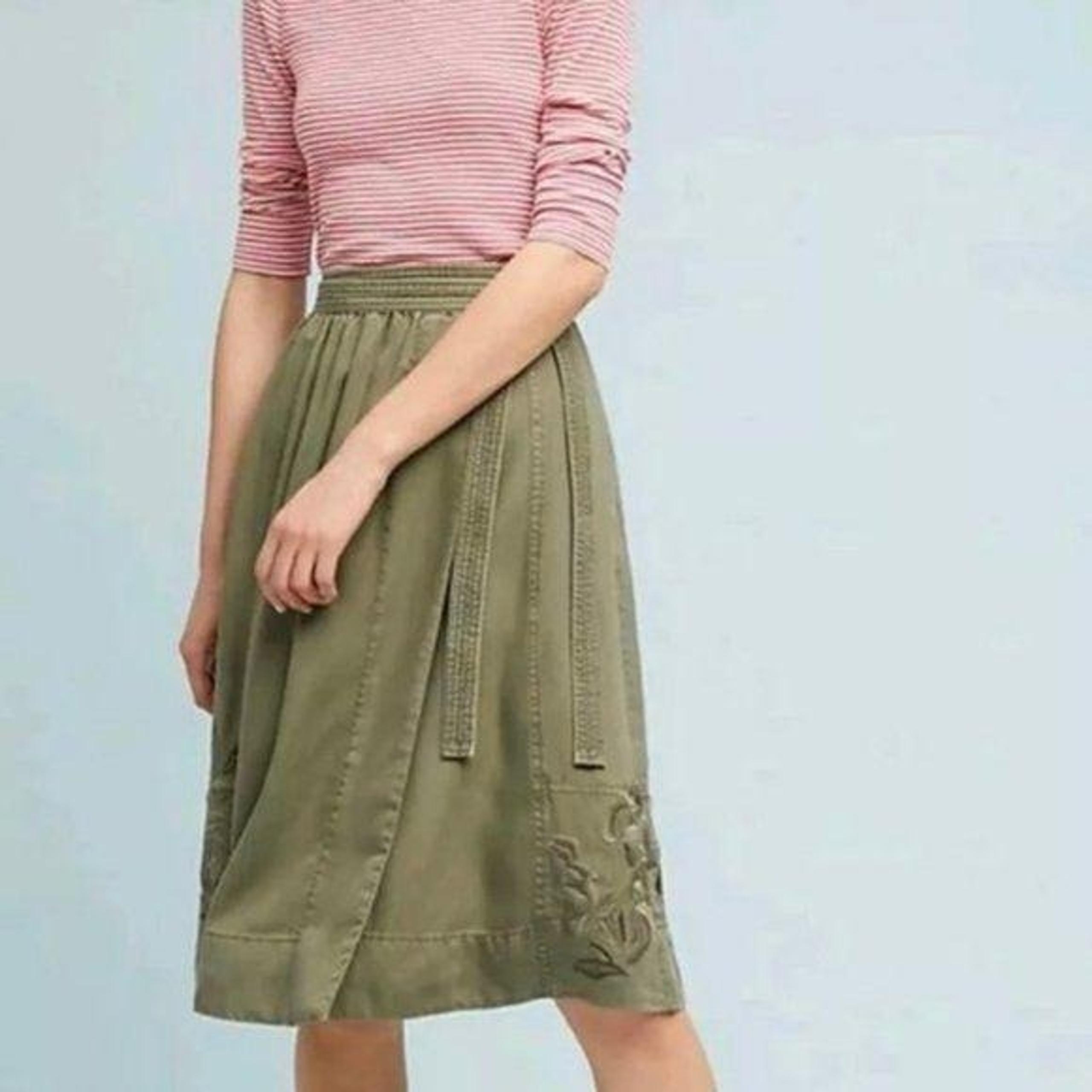 Maeve Anthropologie embroidered midi wra