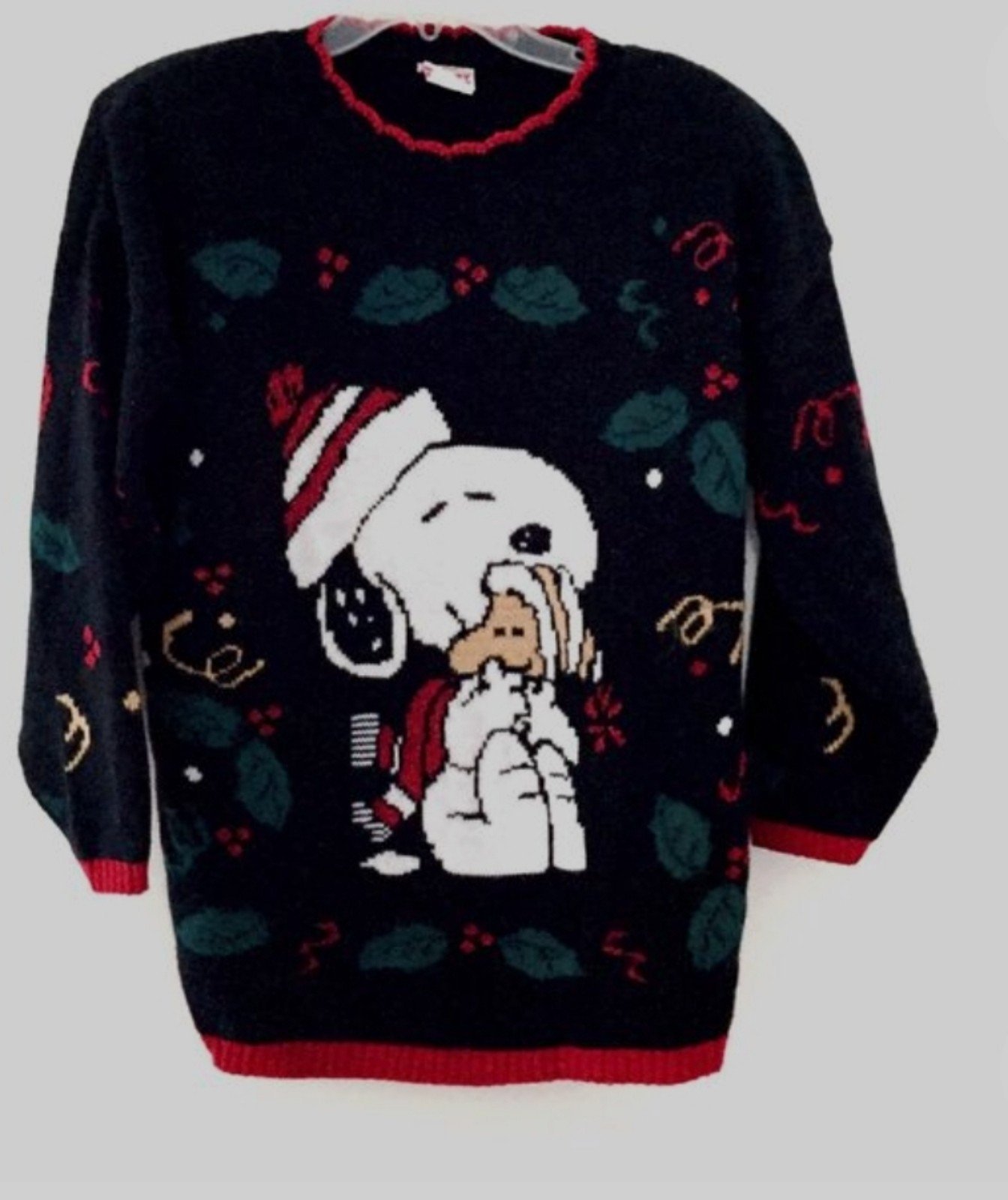 Vintage 80s Snoopy Christmas Sweater Peanuts Cartoon Ugly