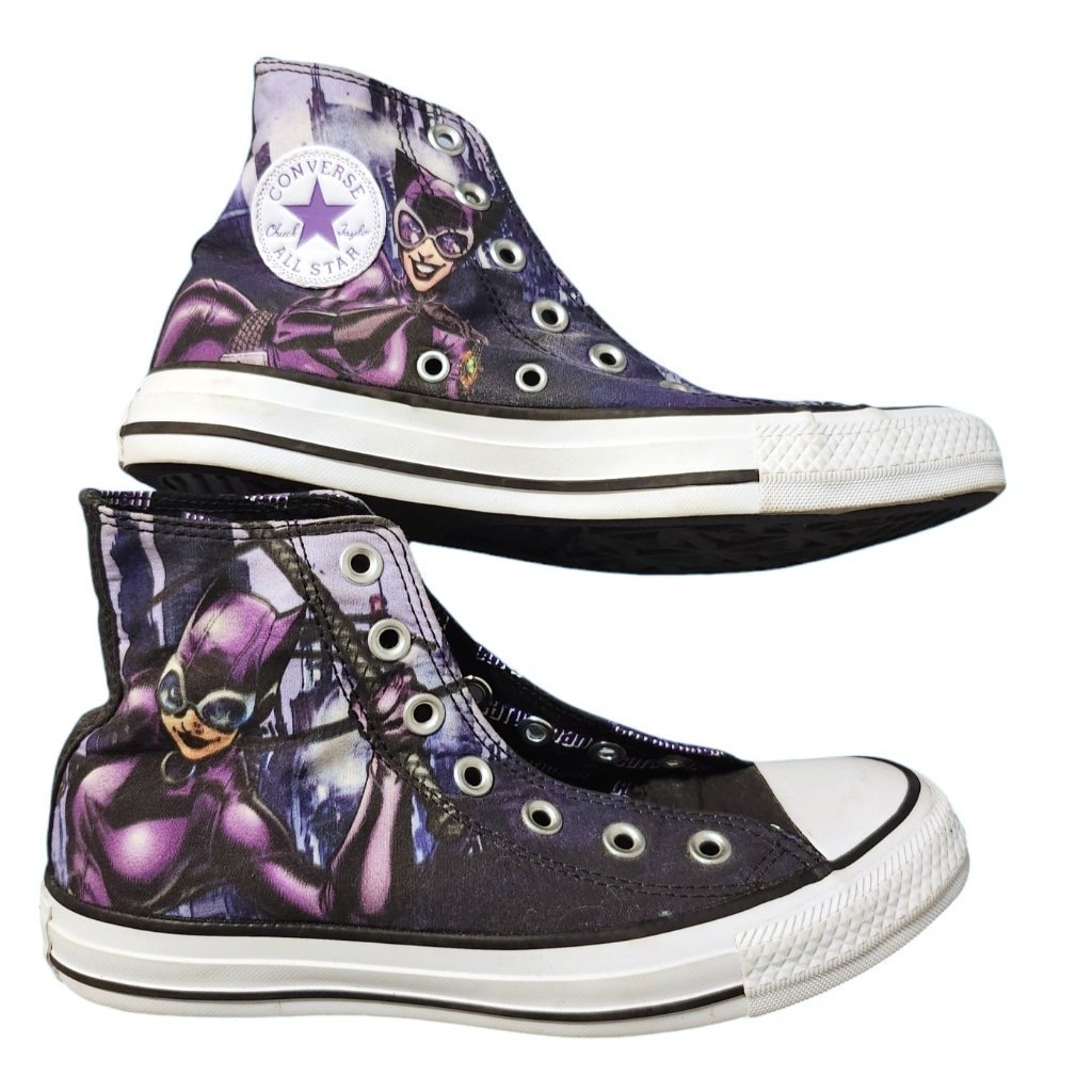 RARE Catwoman x Converse DC Comics All Star Sneakers Purple Black Size 4M 6W