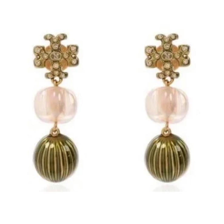 Tory Burch Roxanne crystal double drop small earrings