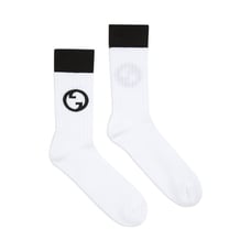 New Gucci Socks Black White Wool G Logo Size S