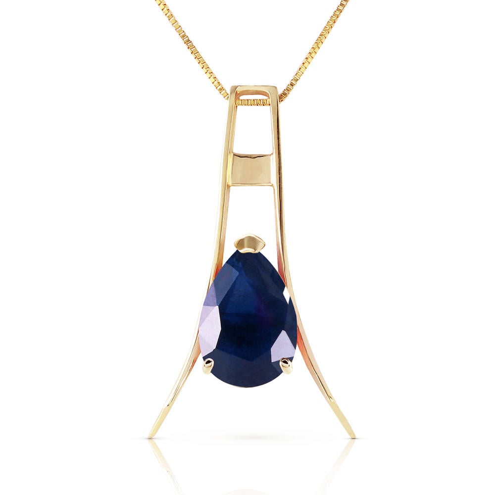 14K. SOLID GOLD NECKLACE WITH NATURAL SAPPHIRE (Yellow Gold)