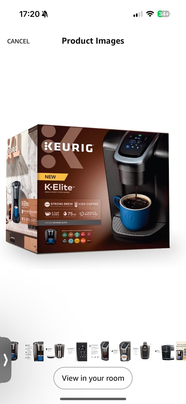 NWT Keurig K-Elite Single Serve K-Cup Pod Coffee Maker, with Strength and Temper