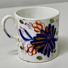 19th Century Antique Gaudy Welsh Grape Pattern Miniature Hand Painted Luster Mug