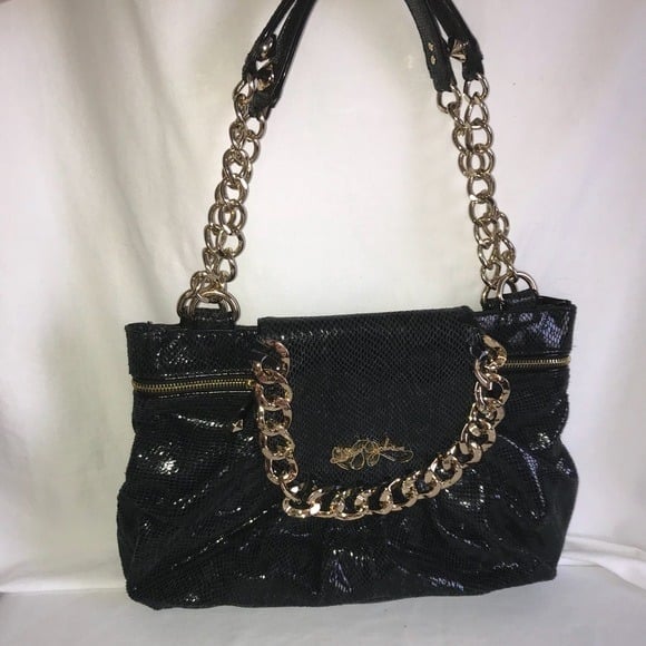 Betsey Johnson black snakeskin purse