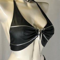 Black Leather Halter Top