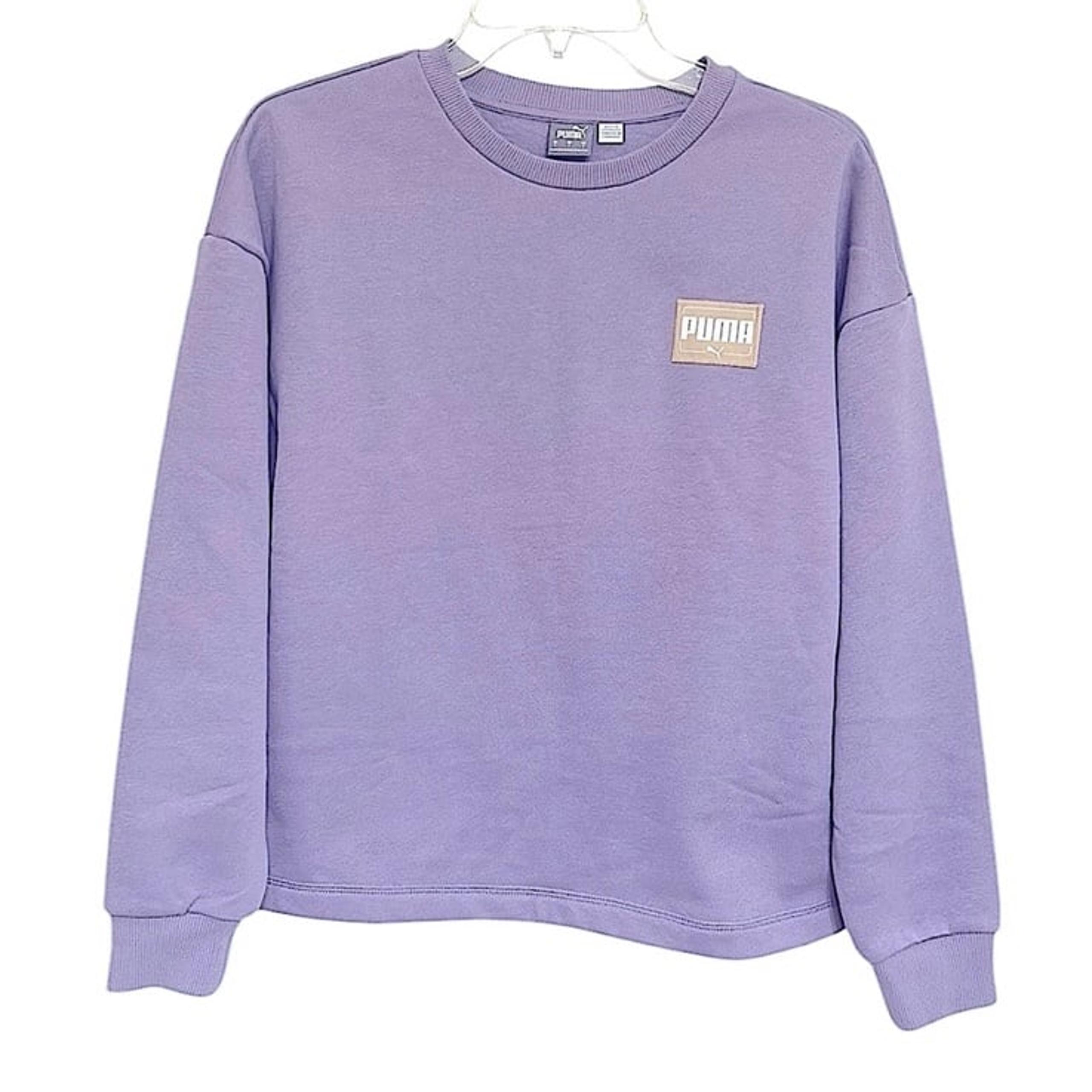 PUMA Women's Lavender Purple Fleece Crewneck Sweatshirt With Logo Badge Small