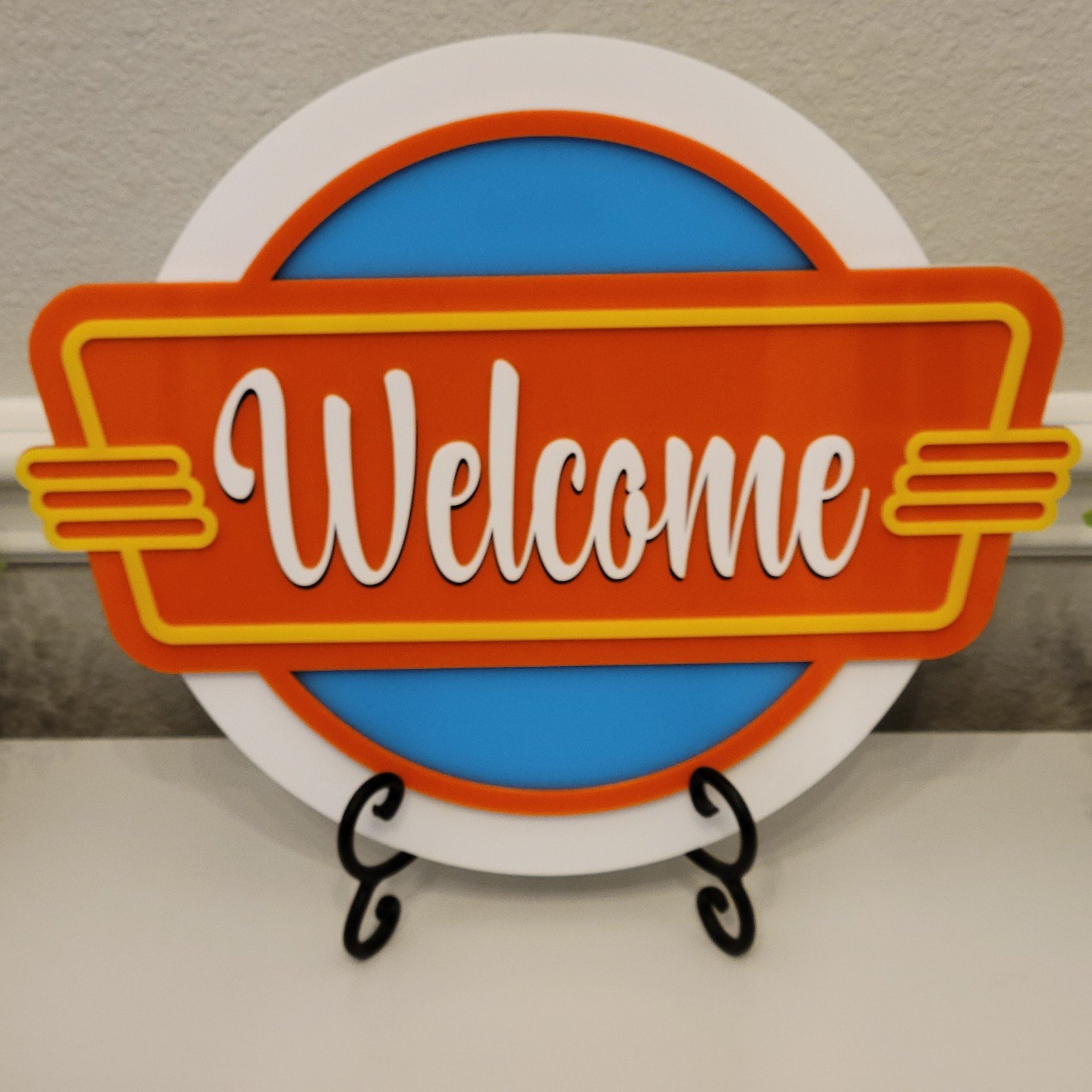 Mid Century Modern Inspired Wall Art Diner Style Welcome Sign 50s 60s Retro Vibe