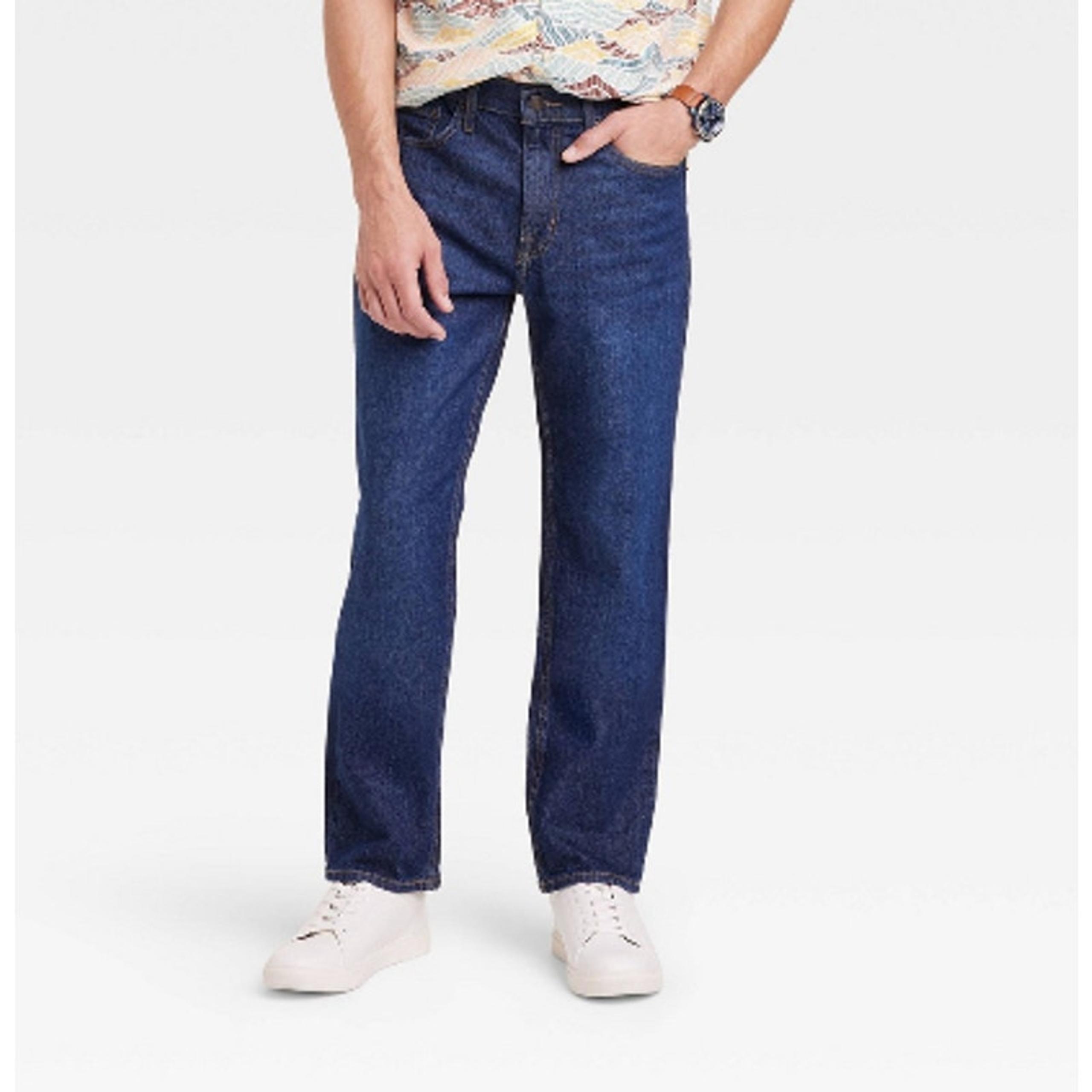 NWT- Men's Straight Fit Jeans- Goodfellow And Co- Dark Blue Demin 40x30 - Goodfellow & Co