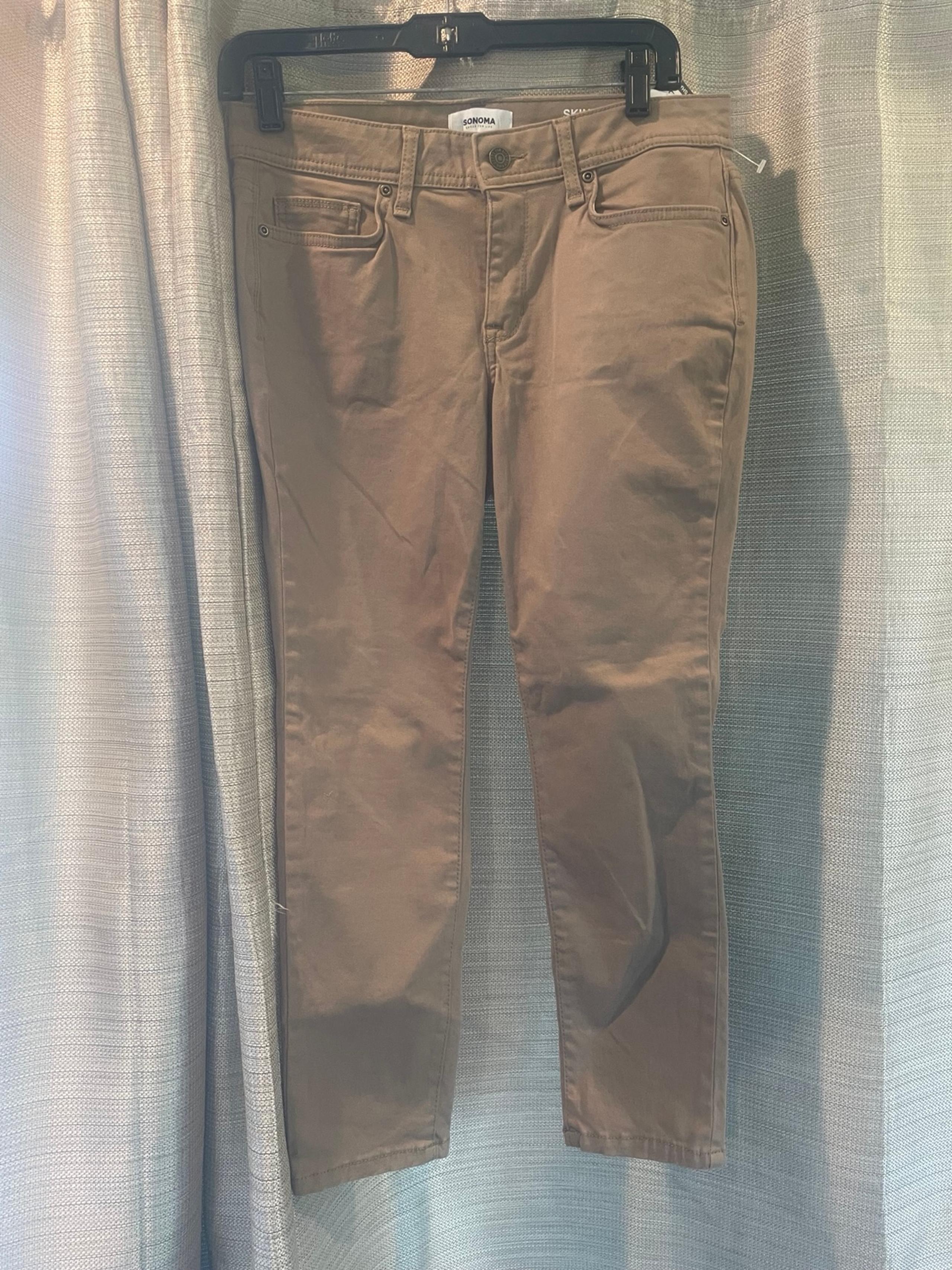 Sonoma Skinny Mid-Rise Petite Slim Cropped Khaki Pants