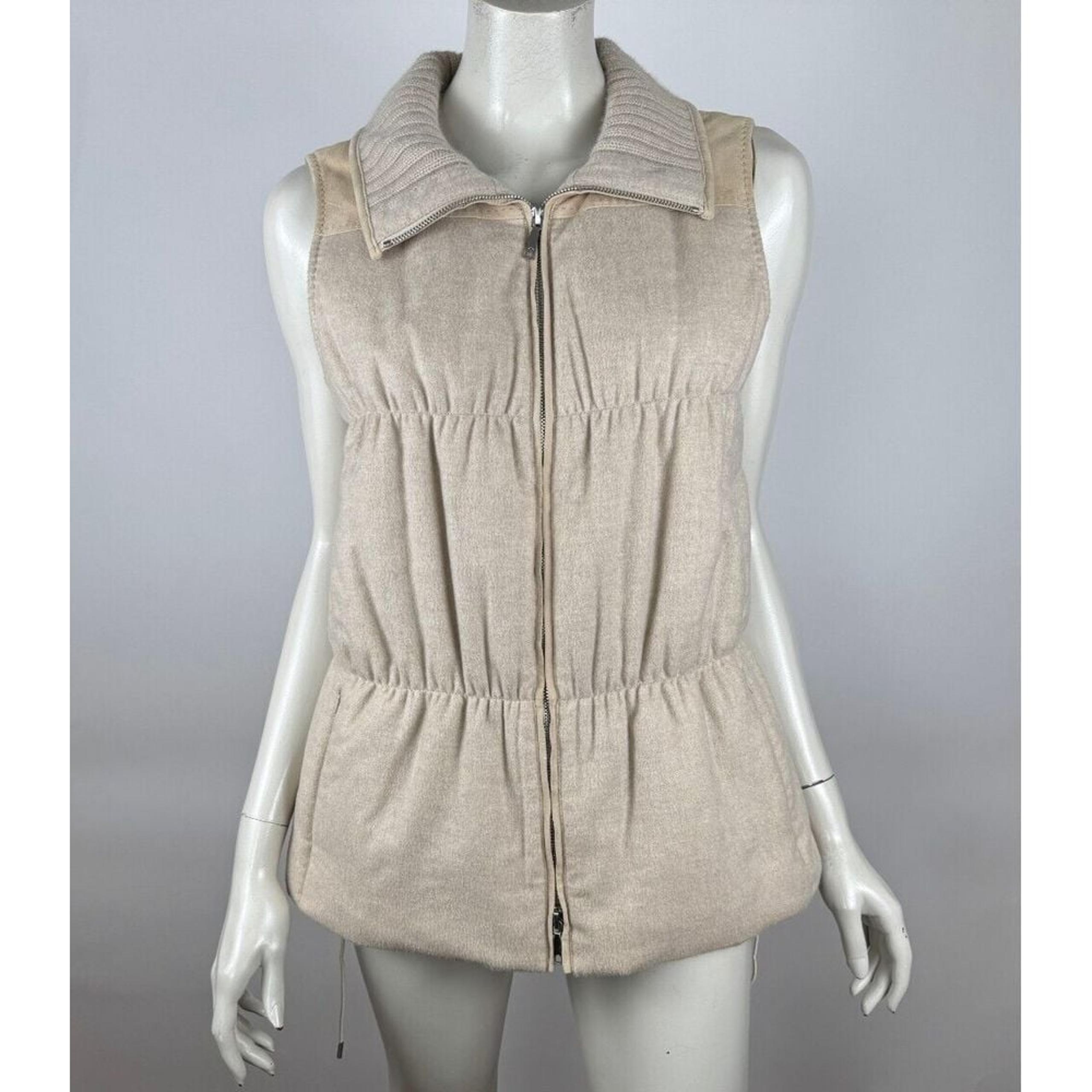 Lafayette 148 NY Loro Piana Cashmere Leather Vest Jacket Women M Insulated