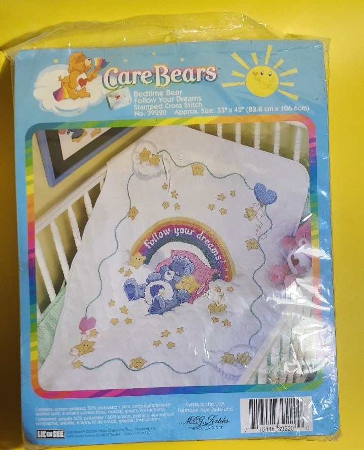 Care Bears Bedtime Bear Follow Your Dreams Stamped Cross Stitch Kit to Make a Ba