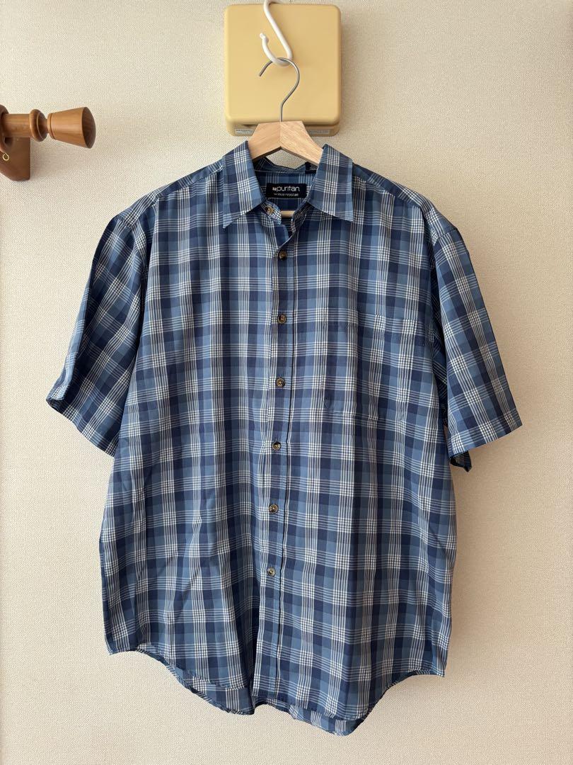 90s Puritan short-sleeved checked shirt