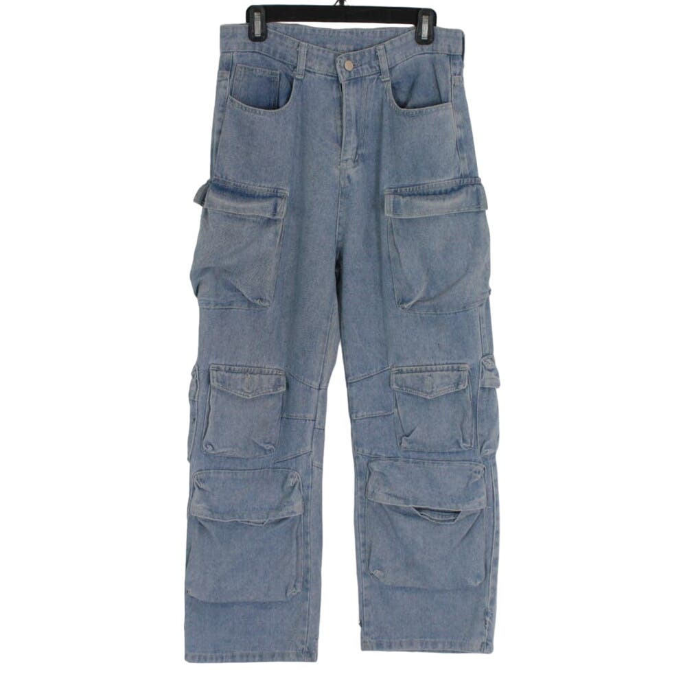 Vintage Y2K Baggy Wide Leg Pockets Skater Distressed Jeans Pants Mens S