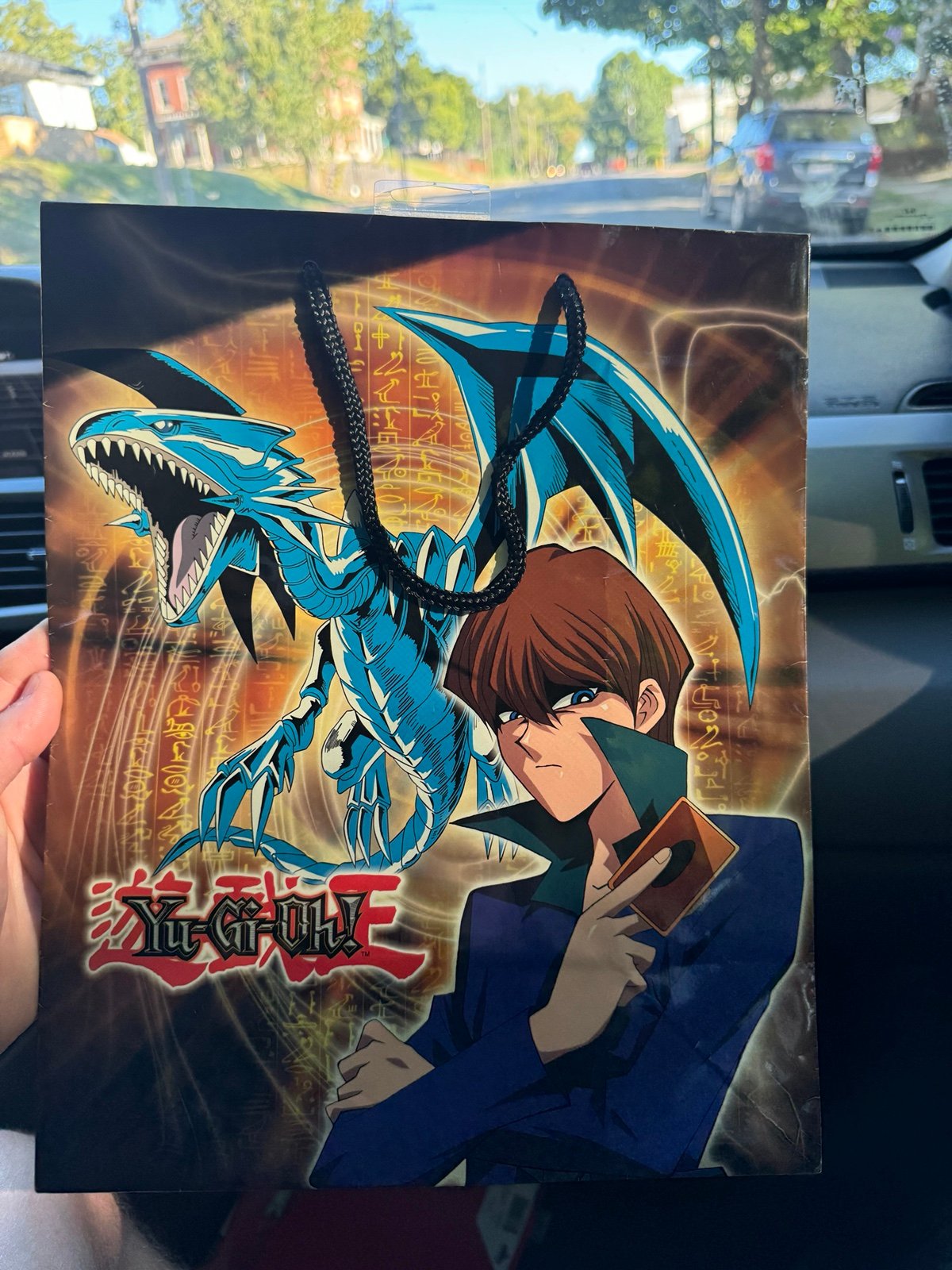Vintage 1996 Yu-Gi-Oh! Gift Bag Blue Eyes White Dragon Card graphic